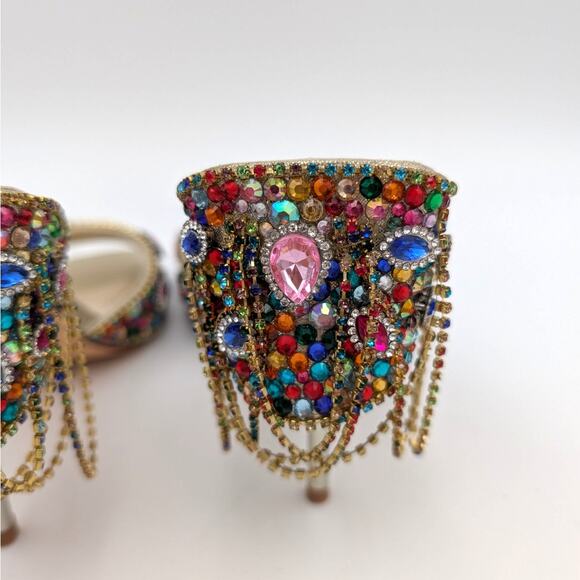 Azalea Wang Aladdin Women's Drapey Chains Stiletto Sandal Gold Size US6.5 EU37 - Picture 11 of 13